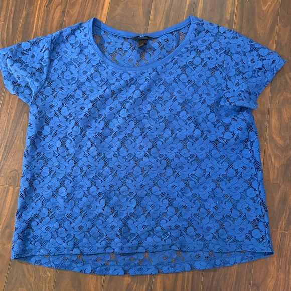 H&M Vibrant Blue Lace Short Sleeve Top - Picture 2 of 4